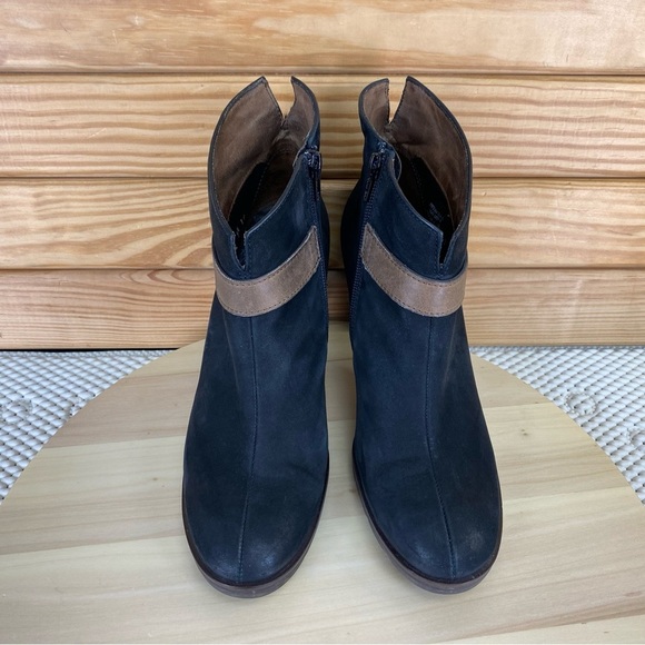 Paul Green Munchen Black Nubuck Leather Side Zip Ankle Boots High Heel Booties - Picture 3 of 13